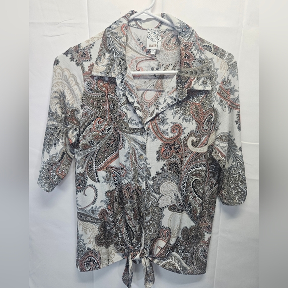 NAIF Tops - Naif M Paisley Print Tie-Front Blouse